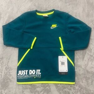 Little kid Nike pullover Teal Neon Green crewneck sweater (6)